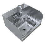 Thumbnail image #1 for BK Resources 12-185 Wall-Mounted Stainless Steel Hand Sink with Gooseneck Faucet and Side Splashes