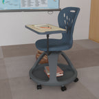 Thumbnail image #2 for Flash Furniture YU-YCX-019-DG-GG Mobile Dark Gray Desk Chair with 360-Degree Rotating Tablet and Under-Seat Storage Cubby