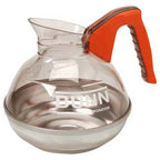 Thumbnail image #1 for AllPoints Foodservice Parts & Supplies Bunn-O-Matic 1901109 64 oz Decaf Coffee Decanter with Stainless Steel Base and Orange Handle