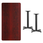 Thumbnail image #2 for Flash Furniture XU-MAHTB-3060-T2222-GG 60" x 30" Rectangular Dining Table, Mahogany Laminate, Black PVC Edge, Two X-Bases