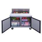 Thumbnail image #2 for Dukers Appliance Co., USA Ltd. DSP48-12-S2 48" Two-Section Sandwich/Salad Prep Table, 12-Pan, 2-Door, Bottom-Mounted