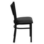 Thumbnail image #2 for Flash Furniture Hercules XU-DG-60099-COF-BLKV-GG Restaurant Chair, Black Metal Coffee-Cutout Back, Black Vinyl Upholstered Padded Seat