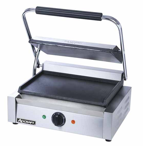 Product image #2 for Adcraft Commercial Countertop Electric Panini Grill, Single, Smooth Cast Iron Plates, 13.25 x 9.25 Inch Surface