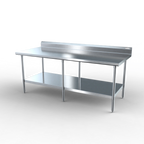 Thumbnail image #2 for NBR Equipment TG-9624R5 Stainless Steel Work Table, 96"W x 24"D, 5"H Backsplash, Galvanized Undershelf