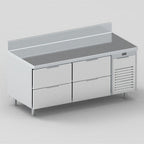 Thumbnail image #1 for EMI Industries LBD8230S Worktop Lowboy Refrigerator, 82"W, 4-Door, Stainless Steel, Self-Contained Side-Mounted