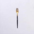 Thumbnail image #1 for Kadra Kitchenware Vikko Dine VF-SF10-VMG Salad Fork, 7", Two-Tone Brushed Black & Gold Marble, 18/10 Stainless Steel Case of 12