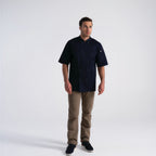 Thumbnail image #1 for Chef Works PCSS-NAV-XL Unisex Navy Short-Sleeve Double-Breasted Chef Coat, 65/35 Poly-Cotton, XL