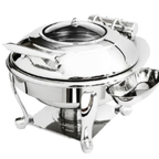 Thumbnail image #1 for Eastern Tabletop Crown 3939GSB 4 qt Round Induction Chafer with Hinged Glass Lid, Stainless Steel