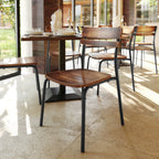 Thumbnail image #2 for Flash Furniture XU-CH10443-ANTCPR-GG Stackable Dining Chair, Solid Wood Seat and Back, Black Metal Frame, Antique Copper Finish