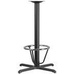 Thumbnail image #1 for Flash Furniture XU-T3030-BAR-3CFR-GG Bar-Height Cast-Iron X-Base Table Base, 30" x 30" x 42"H, 3" Column, Chrome Foot Ring, Black Powder Coat