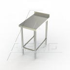 Thumbnail image #1 for AERO Manufacturing EFT-24 Stainless Steel Equipment Filler Table, 18"W x 24"D, 14-Gauge 300 Series Top, 4" Backsplash, Open Crossrail Base