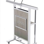 Thumbnail image #1 for Eastern Tabletop WP4855 Floor Podium with Locking Casters, Stainless Steel, Gray HPL Laminate, 22"W x 24"D x 43"H