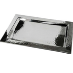 Thumbnail image #1 for Eastern Tabletop 5493 Rectangular Hammered Stainless Steel Serving Tray, 18" x 12"
