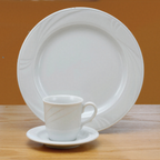 Thumbnail image #2 for 1880 Hospitality Arcadia by Oneida® R4510000520 Low Porcelain Coffee Cup, 7-1/2 oz, Handled, Embossed, Bright White Case of 3 Dozen
