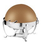 Thumbnail image #1 for Eastern Tabletop Park Avenue 3118RZ 8 qt Round Stainless Steel Roll-Top Chafer with Black Bronze Finish Lid