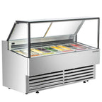 Thumbnail image #1 for USR Brands Marchia GIC-13-ST Gelato Ice Cream Dipping Cabinet Display Freezer, 69.4 in, Automatic Defrost, LED Interior Lighting