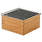 Thumbnail image #1 for Cal-Mil Bamboo 3440-60 Square Chafer Alternative with Wire Grill, 9-3/4"W x 9-3/4"D x 5-1/2"H