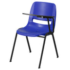 Thumbnail image #1 for Flash Furniture Hercules RUT-EO1-BL-LTAB-GG Ergonomic Shell Chair with Left-Handed Flip-Up Tablet Arm, Blue Plastic Seat and Back