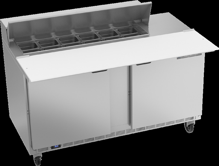Product image #6 for Beverage-Air Two-Section Sandwich Prep Table Refrigerated Counter with 17-Inch Cutting Board, 60-Inch Wide, 12-Pan Top