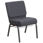 Thumbnail image #1 for Flash Furniture Hercules FD-CH0221-4-SV-DKGY-BAS-GG Extra Wide Stacking Church Chair, Dark Gray Fabric Upholstery, 800 lb Capacity