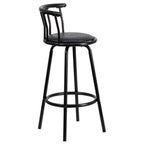 Thumbnail image #2 for Flash Furniture YB-Y-J909-KD-GG Swivel Bar Stool, Crown Back, Black Vinyl Upholstered Seat, Metal Frame