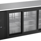 Thumbnail image #1 for Victory Refrigeration VBB72HC-GS-B 72-Inch 3-Door Back Bar Refrigerator, Sliding Glass Doors, Black Exterior, Stainless Steel Top