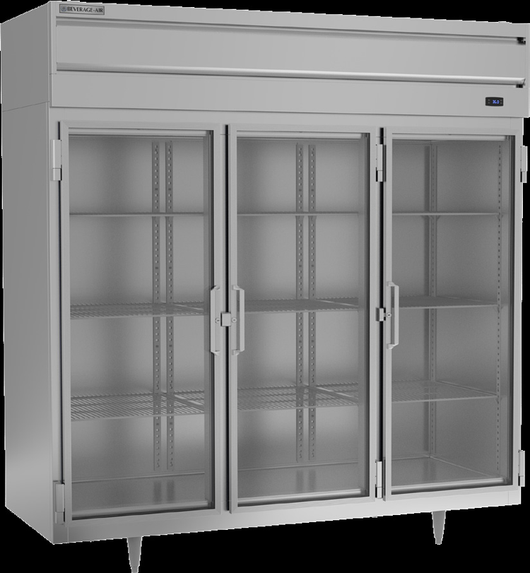 Product image #5 for Beverage-Air P-Series Three-Section Glass Door Reach-In Refrigerator, Top-Mounted Self-Contained, 68.34 Cu. Ft.