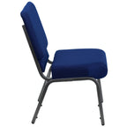 Thumbnail image #2 for Flash Furniture Hercules FD-CH0221-4-SV-NB24-GG Extra-Wide Stackable Church Chair with Upholstered Navy Fabric Seat and Back