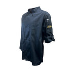 Thumbnail image #1 for Thunder Group CJ210BK3XL French Cuff Chef Jacket, Tapered Ventilated Long Sleeve, 3XL, 65/35 Poly/Cotton, Black Case of 12