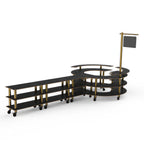 Thumbnail image #1 for Steelite International Mogogo, Modular MGCMSA02MBXW 4-Tier Modular Buffet Station, Nero Marquina Laminate, 205"W x 98"D x 101"H