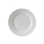 Thumbnail image #1 for Tuxton China Chicago CHA-060 Porcelain White Plate, 6" Round, Wide Rim, Embossed Case of 3 Dozen