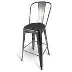 Thumbnail image #1 for JustChair Manufacturing Industrial Collection G42630-PS-GR1 Indoor Galvanized Metal Bar Stool with Upholstered Padded Seat