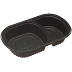 Thumbnail image #1 for Dinex Proex DXMW812PBLK Disposable 2-Compartment Entrée Platter, Oblong, Microwaveable Polypropylene, Black, 18 oz & 10 oz Compartments