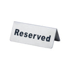 Thumbnail image #1 for CAC China STRV-52 Reserved Stainless Steel Table Tent Sign, 4-3/4 x 2 in H Case of 120