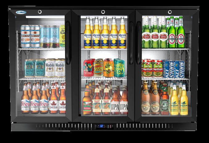 Product image #7 for KoolMore 53-Inch Three-Section Back Bar Refrigerator with 3 Glass Swing Doors, 11.3 Cu. Ft., Black