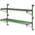 Thumbnail image #1 for 1880 Hospitality Focus Foodservice FWPS24GN 24"H Wall-Mount Shelving Post with Top & Bottom Brackets, 2-Tier, Green Epoxy Case of 2