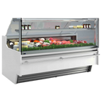 Thumbnail image #1 for Infrico USA IDC-VBC15SIUCP Refrigerated Red Meat Deli Display Case, 6.18 cu. ft., Flat Glass, Without Storage Area