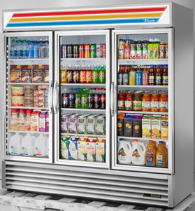 Product image #8 for True GDM-72-HC~TSL01 Three-Section Glass Door Refrigerated Merchandiser, Standard Look, Self-Contained Bottom-Mount
