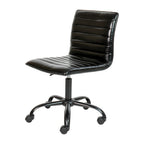 Thumbnail image #1 for Flash Furniture DS-512B-BK-BK-GG Adjustable-Height Swivel Task Chair, Low Back, Black Ribbed Vinyl Upholstery, Dual-Wheel Casters