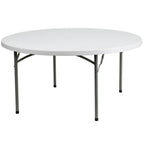 Thumbnail image #1 for Flash Furniture DAD-YCZ-152R-GW-GG Round Folding Table, 59-3/4" Diameter x 28-3/4"H, Granite White Plastic Top, Gray Metal Legs