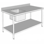 Thumbnail image #1 for GSW USA WT-PS3072L 72-Inch Stainless Steel Work Table with Left Prep Sink, 16-Gauge Top, 4-Inch Backsplash and Undershelf