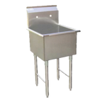 Thumbnail image #1 for GSW USA SH24241P One-Compartment Stainless Steel Prep Sink, 24" x 24" x 13" Compartment, 16-Gauge, 11-1/2" Backsplash