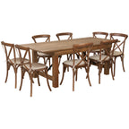 Thumbnail image #1 for Flash Furniture Hercules XA-FARM-10-GG Rectangular Farm Table Set with 84" x 40" x 30" Folding Table and 8 Stacking Cross-Back Chairs