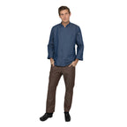 Thumbnail image #1 for Chef Works Gramercy EXDZ001-IBL-XS Denim Chef Coat, Indigo Blue, Cotton, XS, Long Sleeve, Single-Breasted