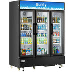 Thumbnail image #1 for USR Brands Unity U-72M Two-Section Glass Door Refrigerator Merchandiser, 42 cu. ft., 3 Self-Closing Doors, Bottom-Mounted Refrigeration