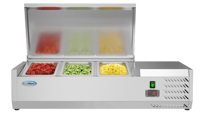 Product image #7 for KoolMore 40-Inch Three-Pan Refrigerated Countertop Condiment Prep Station