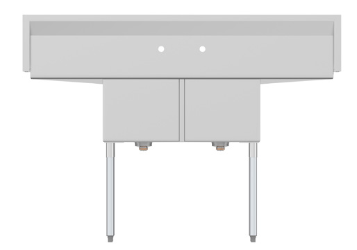 Product image #6 for KoolMore 60 Inch x 21 Inch Commercial 2-Compartment Stainless Steel Sink with Left and Right Drainboards