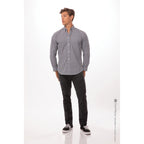 Thumbnail image #1 for Chef Works Gingham D500-BWC-4XL Men's Dress Shirt, Long Sleeve, White/Black Check, Poly/Cotton, 4XL
