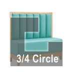 Thumbnail image #1 for ATSMFG ATS AT&S-ATQ-J42-6CH GR5/COM Single Three-Quarter Circle Booth, 48" Long, Upholstered, 6-Channel Back, Channel-Deep Seat