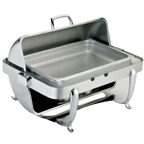 Thumbnail image #1 for Browne USA Foodservice Octave 575170 9 qt Full-Size Rectangular Roll-Top Chafer, Stainless Steel